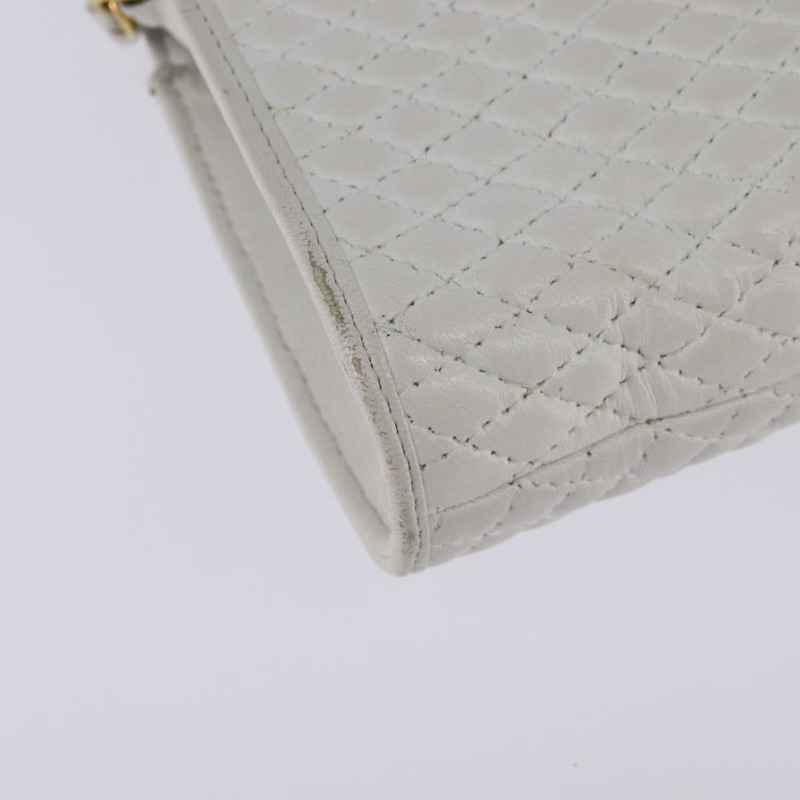 【日本直送】BALLY 鏈條單肩包 皮革 白色 金色 Auth am9085-14