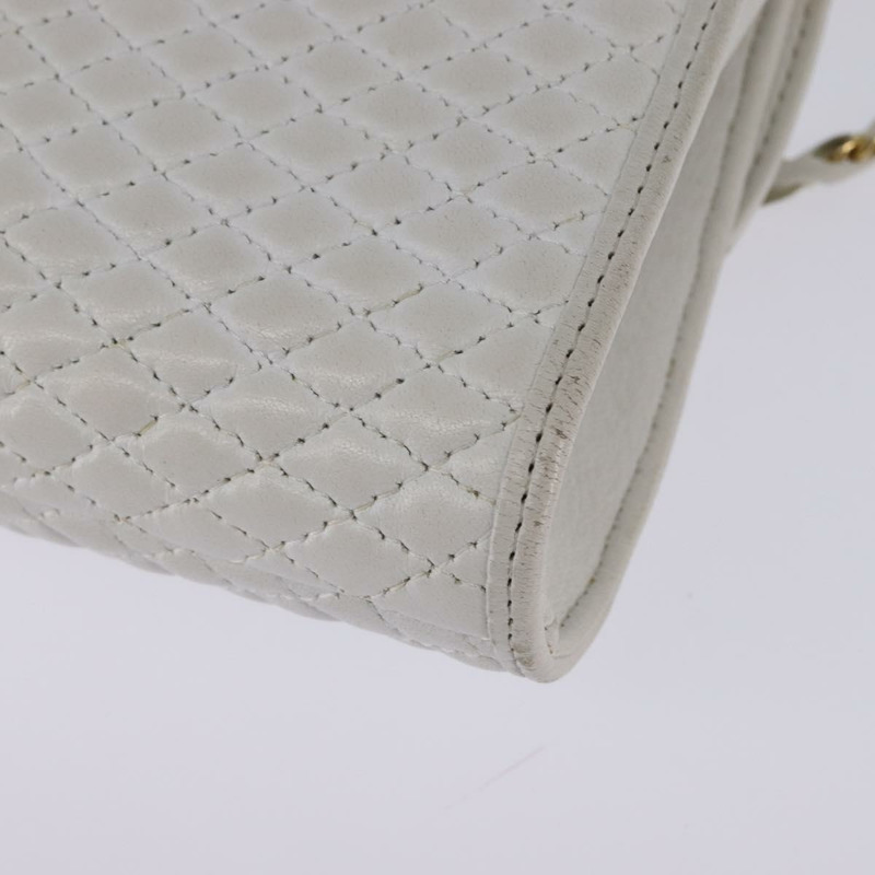 【日本直送】BALLY 鏈條單肩包 皮革 白色 金色 Auth am9085-15