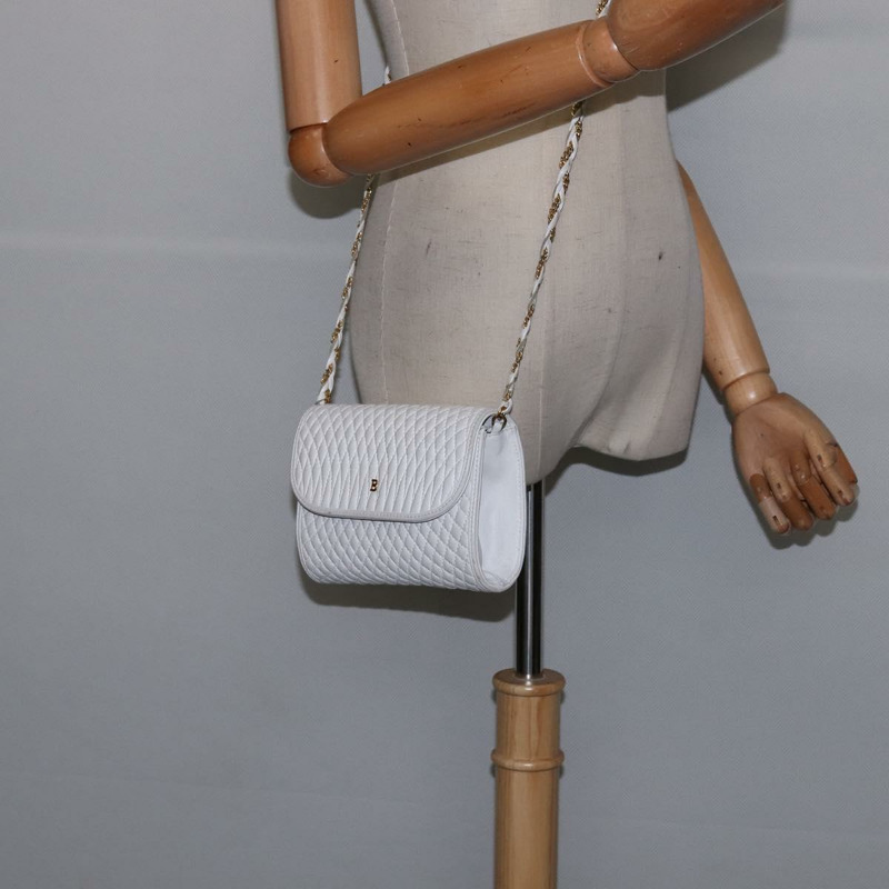 【日本直送】BALLY 鏈條單肩包 皮革 白色 金色 Auth am9085-20