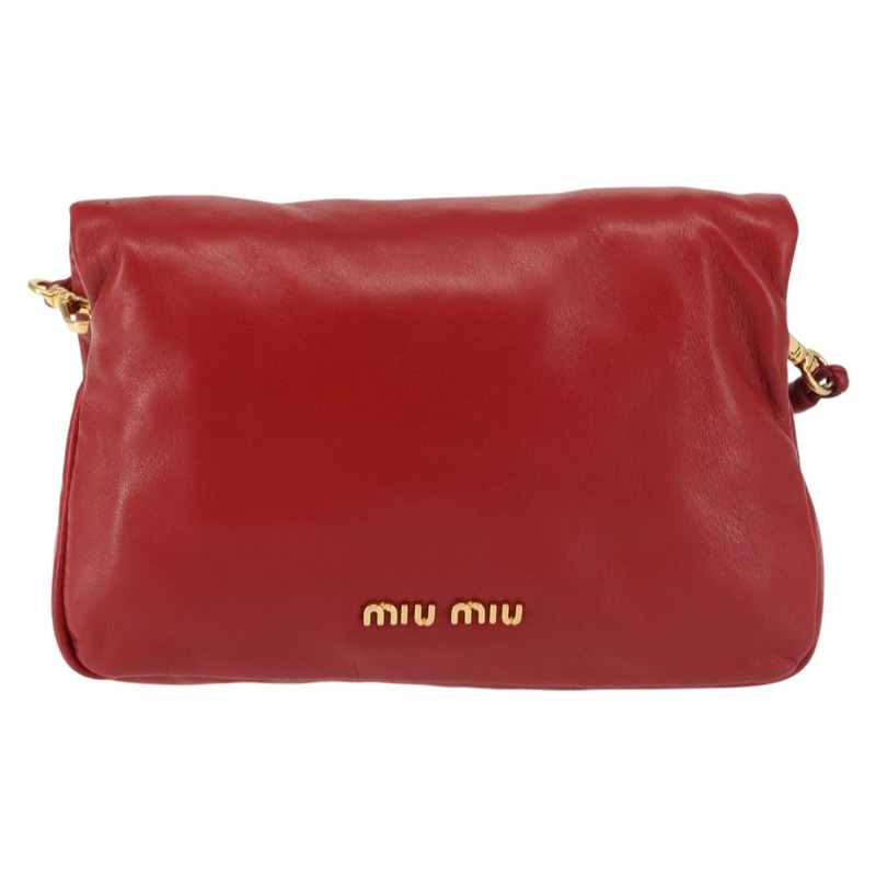 【日本直送】Miu Miu Bijoux 皮革單肩包 紅色金色 正品 SW1539-1