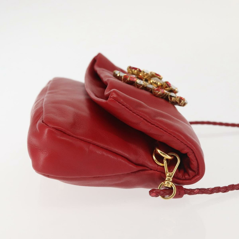 【日本直送】Miu Miu Bijoux 皮革單肩包 紅色金色 正品 SW1539-2