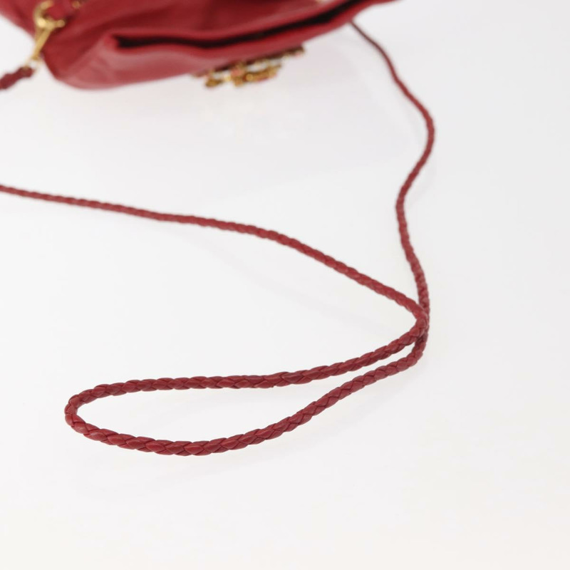 【日本直送】Miu Miu Bijoux 皮革單肩包 紅色金色 正品 SW1539-6