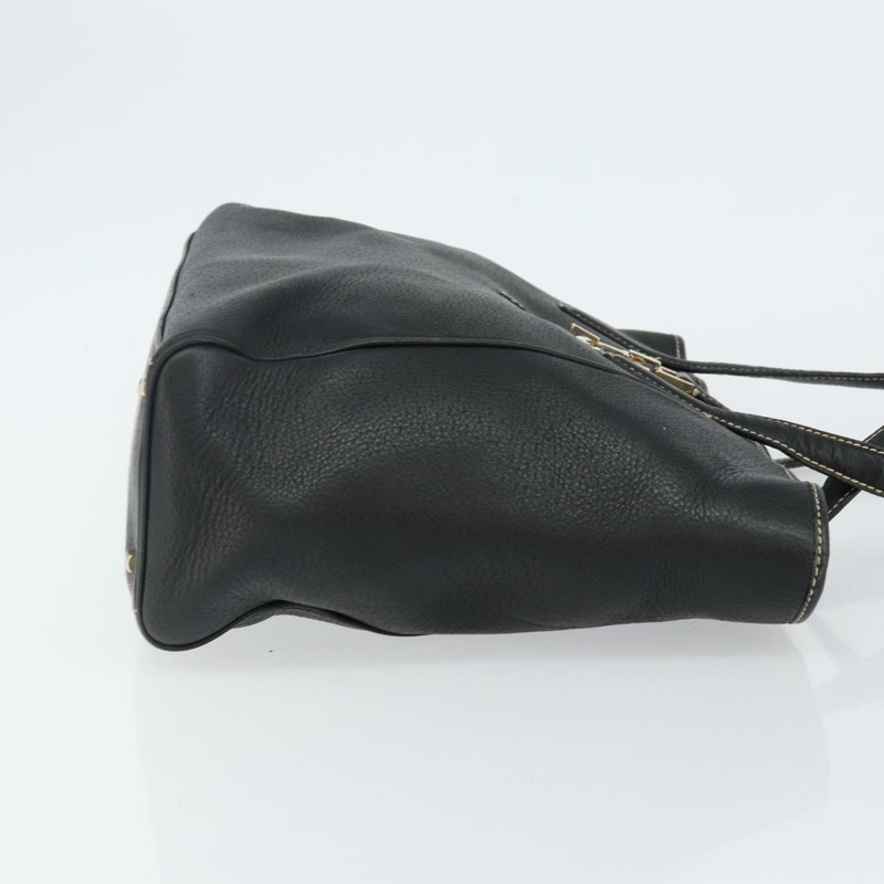 【日本直送】Salvatore Ferragamo 皮革手提包 黑色 金色 Auth SW1521-2