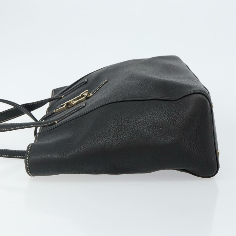 【日本直送】Salvatore Ferragamo 皮革手提包 黑色 金色 Auth SW1521-3