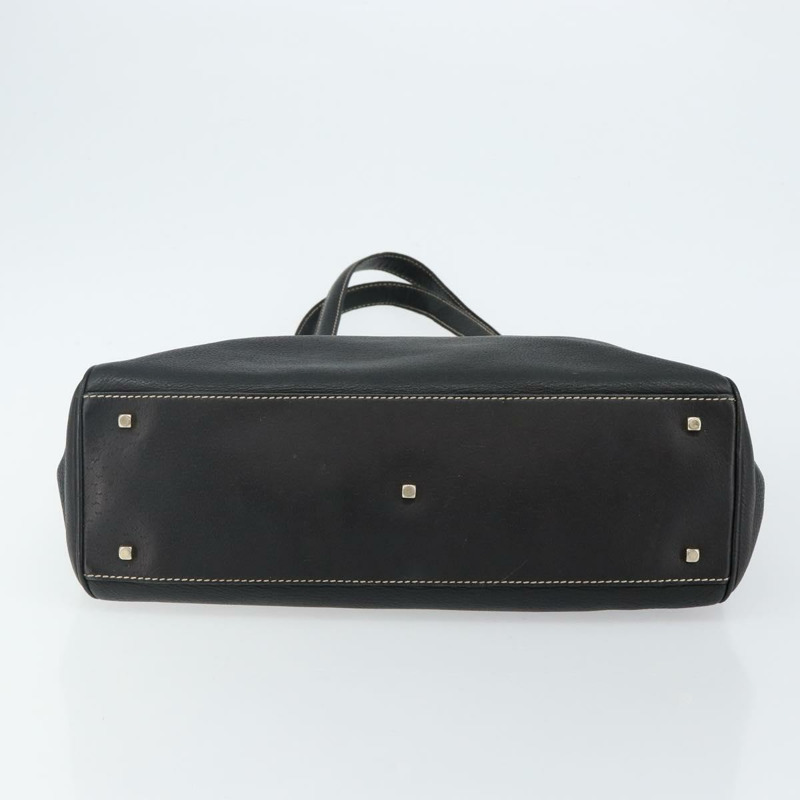 【日本直送】Salvatore Ferragamo 皮革手提包 黑色 金色 Auth SW1521-4