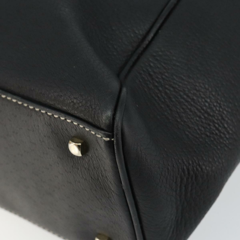 【日本直送】Salvatore Ferragamo 皮革手提包 黑色 金色 Auth SW1521-8