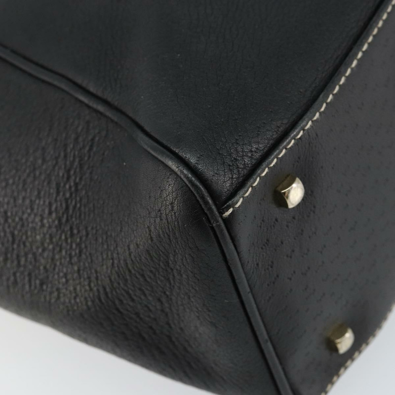 【日本直送】Salvatore Ferragamo 皮革手提包 黑色 金色 Auth SW1521-13