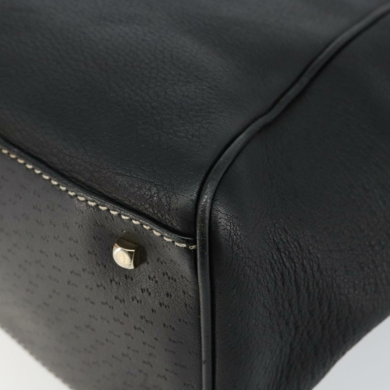 【日本直送】Salvatore Ferragamo 皮革手提包 黑色 金色 Auth SW1521-14