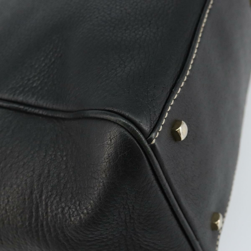 【日本直送】Salvatore Ferragamo 皮革手提包 黑色 金色 Auth SW1521-15