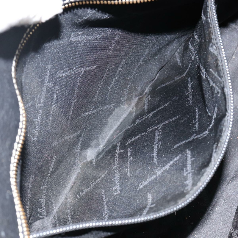 【日本直送】Salvatore Ferragamo 皮革手提包 黑色 金色 Auth SW1521-19