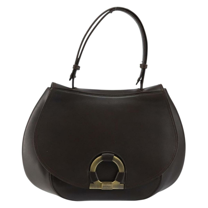 【日本直送】Salvatore Ferragamo Gancini 手提包,黑色真皮,正品 SW1544-12