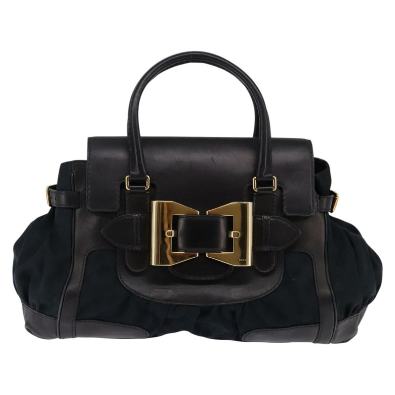 【日本直送】GUCCI GG帆布手提包 黑色金色 正品 SW1542-12