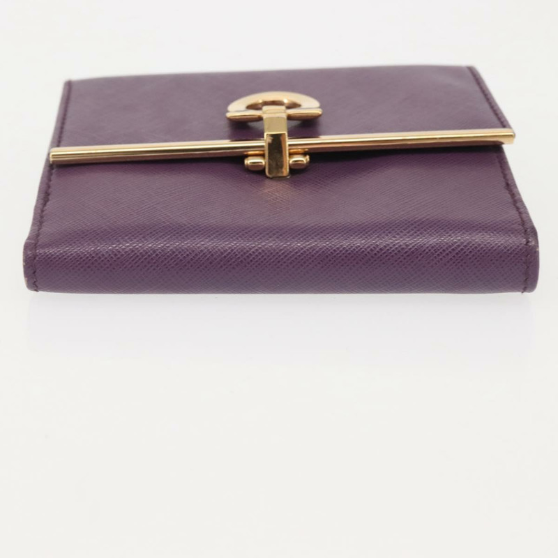 【日本直送】Salvatore Ferragamo Gancini 皮夾 皮革 紫色 金飾 正品 am9074-5