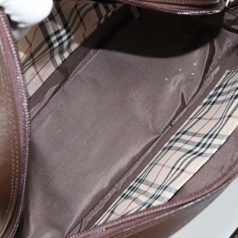【日本直送】BURBERRY 手提包 皮革 棕色 銀色 正品 am9046-11