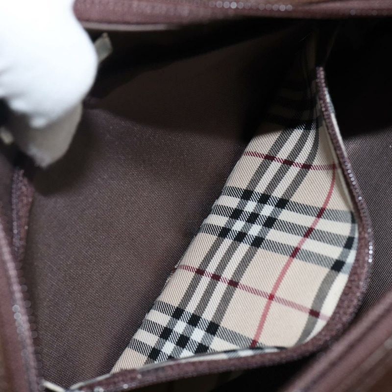 【日本直送】BURBERRY 手提包 皮革 棕色 銀色 正品 am9046-20
