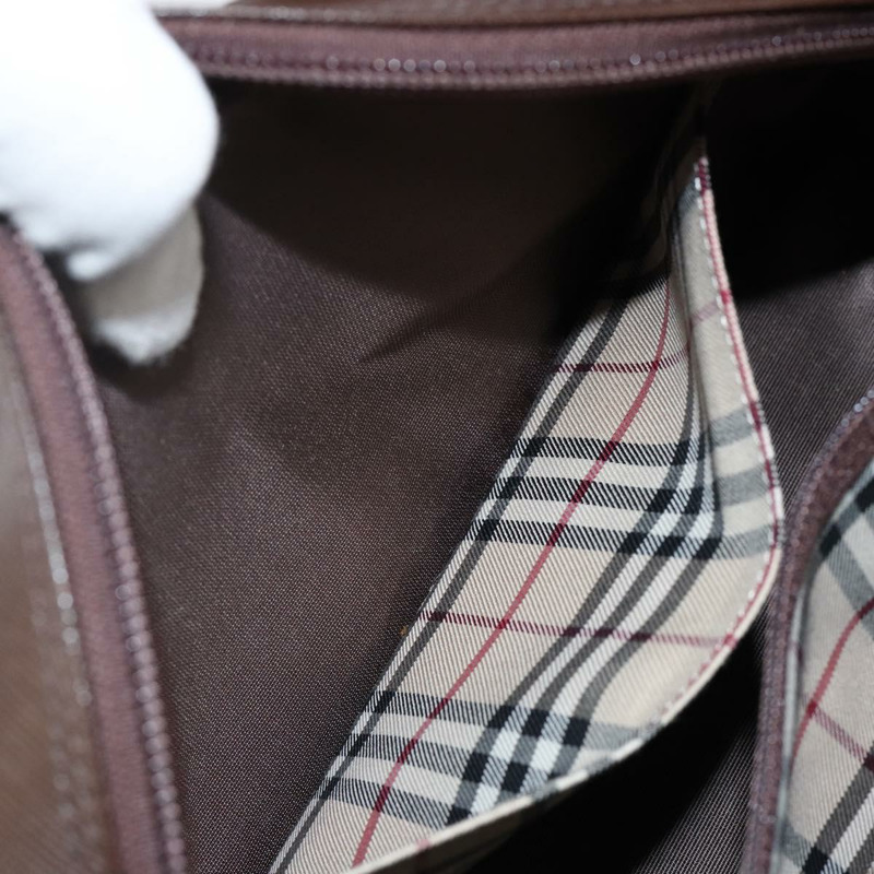 【日本直送】BURBERRY 手提包 皮革 棕色 銀色 正品 am9046-21