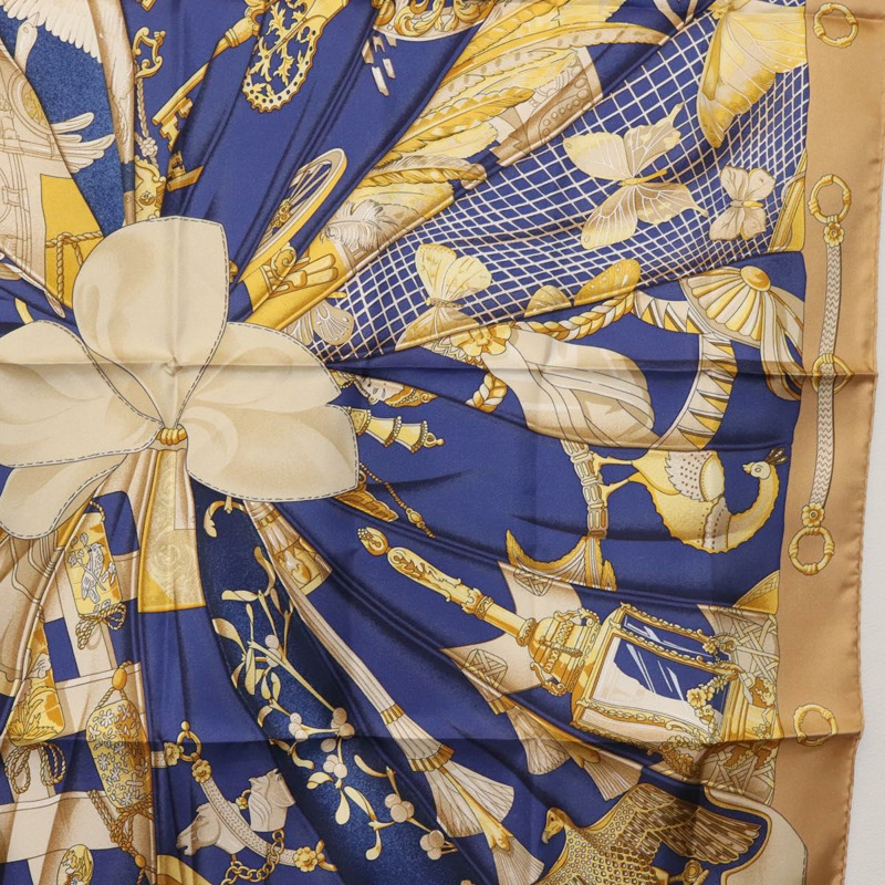 【日本直送】HERMES Carre 90 圍巾「Soleil de Soie」絲綢米色正品 am9063-6