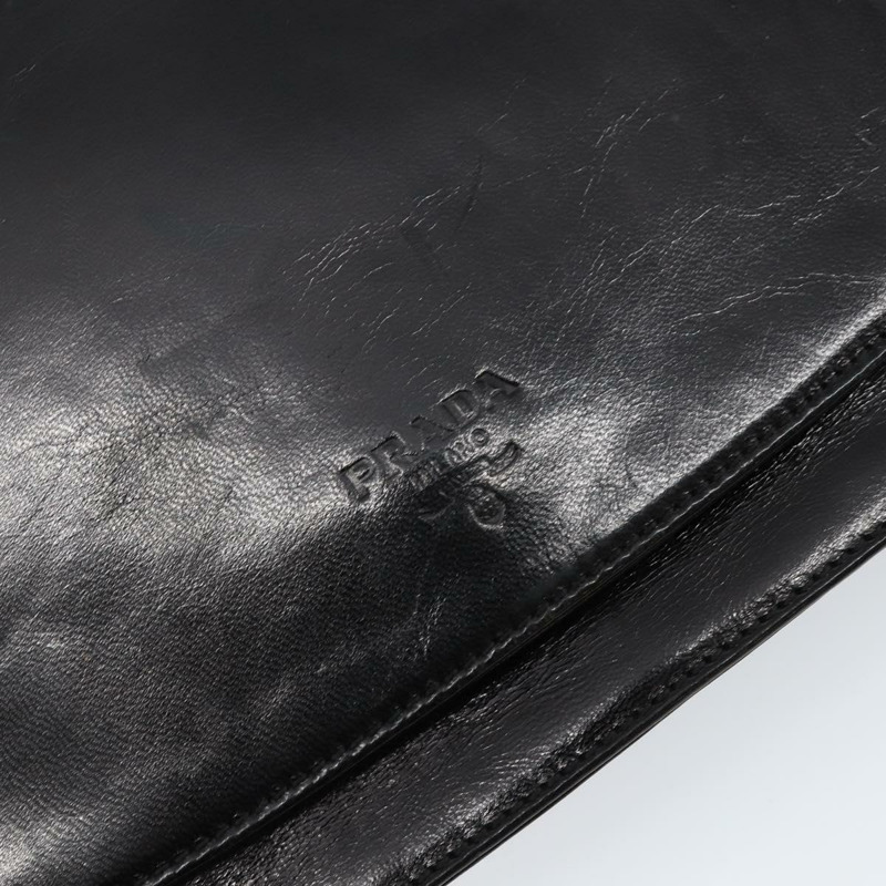 【日本直送】PRADA 黑色皮革鏈條單肩包，正品編號 143771-8