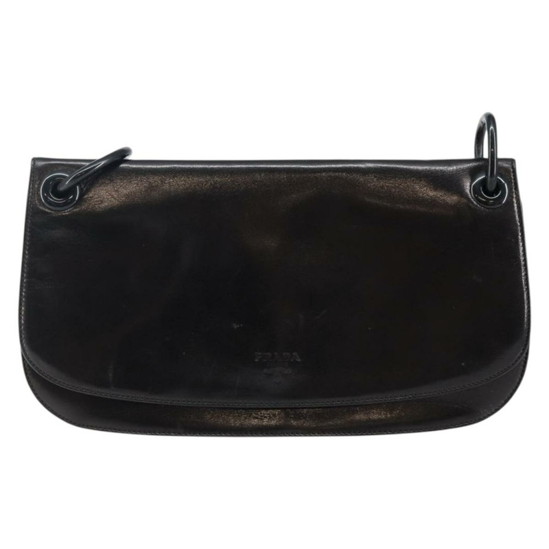 【日本直送】PRADA 黑色皮革鏈條單肩包，正品編號 143771-12