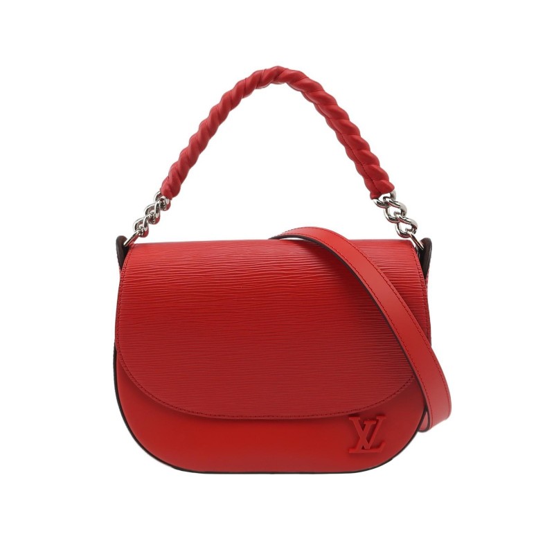 Louis Vuitton(LV) Luna牛皮純色字母logo翻蓋斜挎包單肩包-0