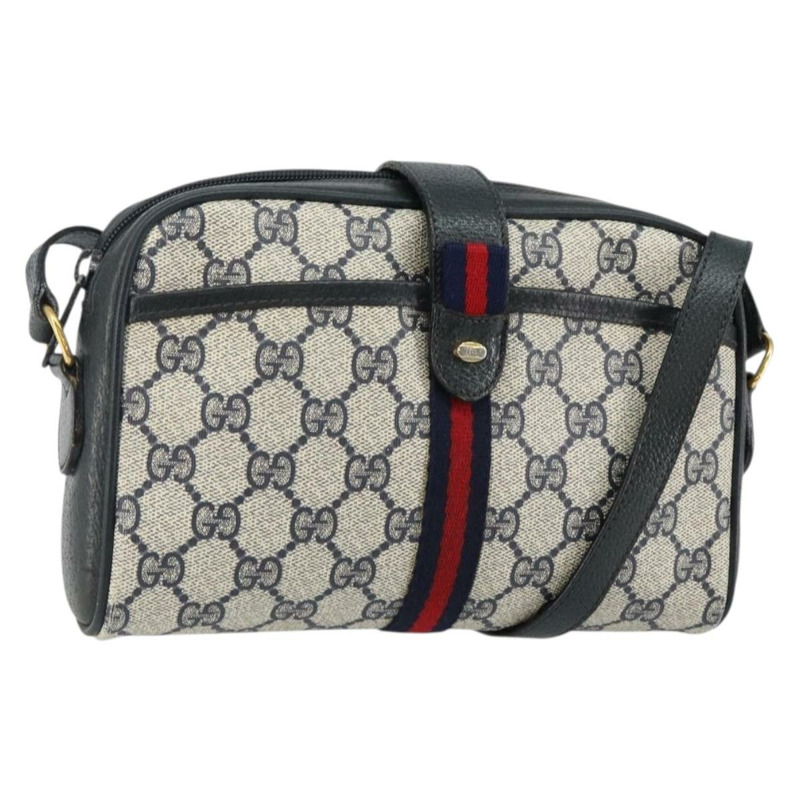【日本直送】GUCCI GG Supreme Sherry Line 單肩包 PVC 海軍藍 金色 89 02 055 正品 143138-0