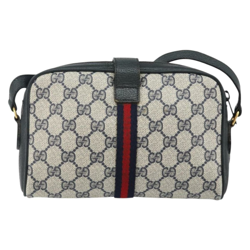 【日本直送】GUCCI GG Supreme Sherry Line 單肩包 PVC 海軍藍 金色 89 02 055 正品 143138-1