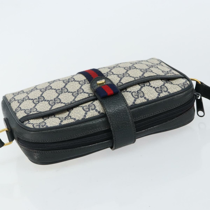 【日本直送】GUCCI GG Supreme Sherry Line 單肩包 PVC 海軍藍 金色 89 02 055 正品 143138-5