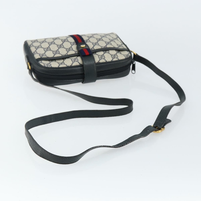 【日本直送】GUCCI GG Supreme Sherry Line 單肩包 PVC 海軍藍 金色 89 02 055 正品 143138-6