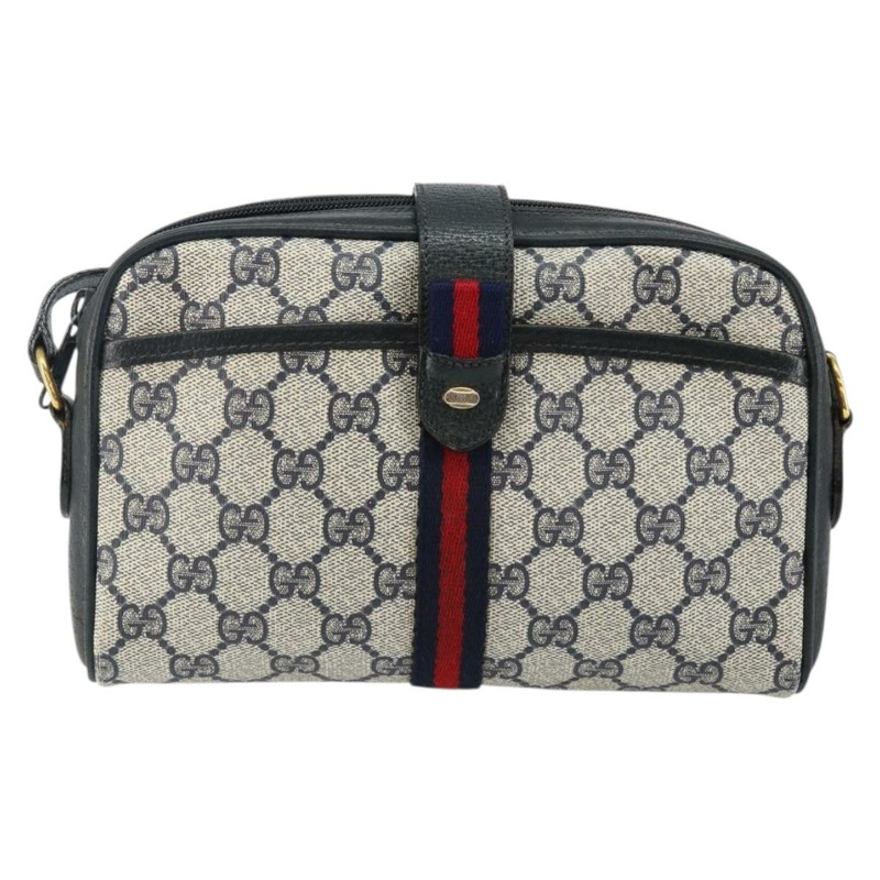 【日本直送】GUCCI GG Supreme Sherry Line 單肩包 PVC 海軍藍 金色 89 02 055 正品 143138-12