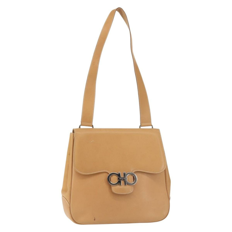 【日本直送】Salvatore Ferragamo Gancini 單肩包 皮革 棕色 銀色 正品 135337-0