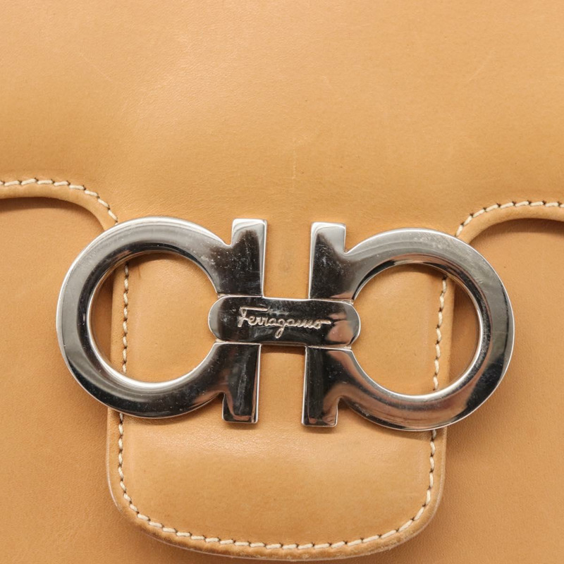 【日本直送】Salvatore Ferragamo Gancini 單肩包 皮革 棕色 銀色 正品 135337-17