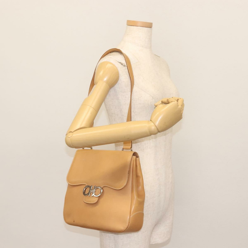 【日本直送】Salvatore Ferragamo Gancini 單肩包 皮革 棕色 銀色 正品 135337-22