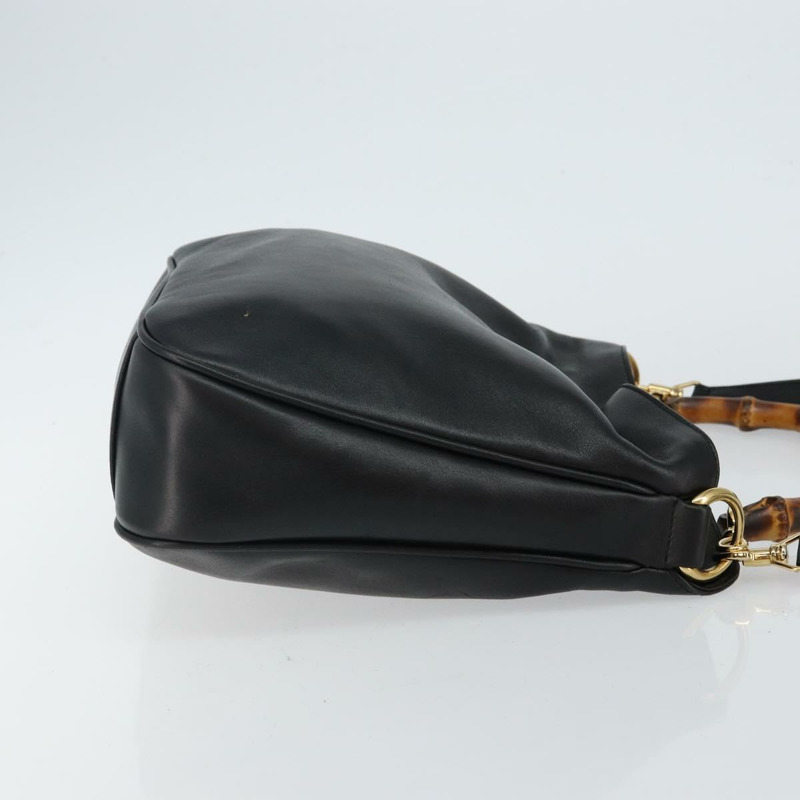 【日本直送】GUCCI 竹節手提包 皮革 兩用 黑色 金色 001 1638 正品 BA5842-2