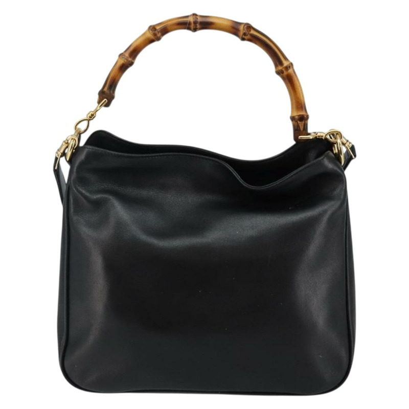 【日本直送】GUCCI 竹節手提包 皮革 兩用 黑色 金色 001 1638 正品 BA5842-12