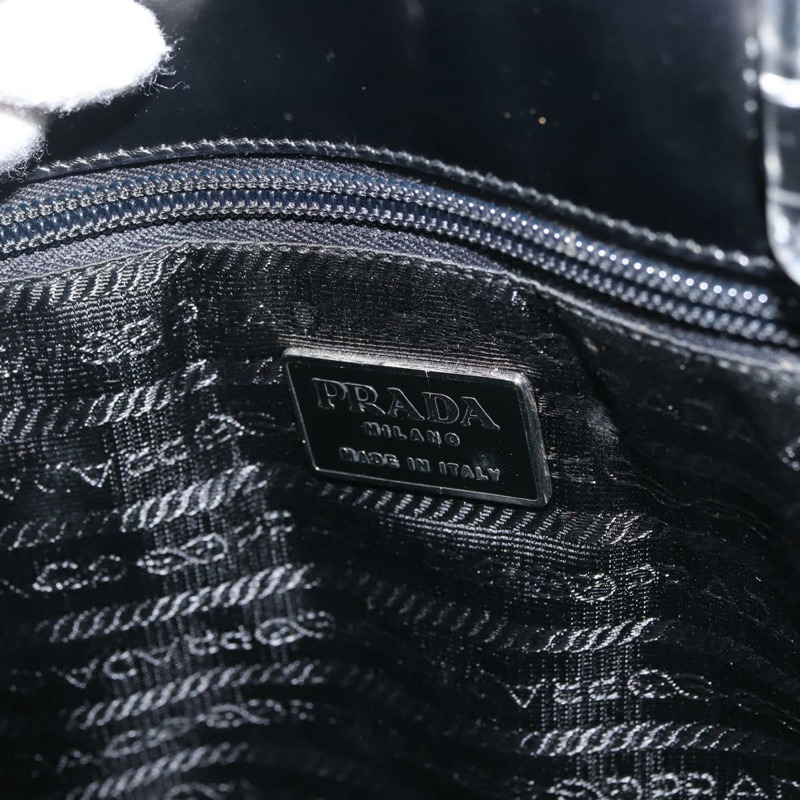 【日本直送】PRADA 手提包 皮革塑膠 黑色 銀色 正品 BA5672-9