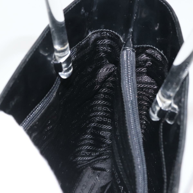 【日本直送】PRADA 手提包 皮革塑膠 黑色 銀色 正品 BA5672-17