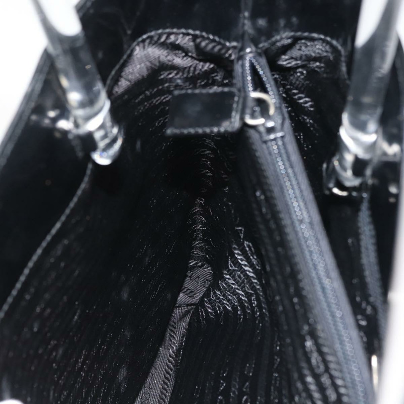 【日本直送】PRADA 手提包 皮革塑膠 黑色 銀色 正品 BA5672-20