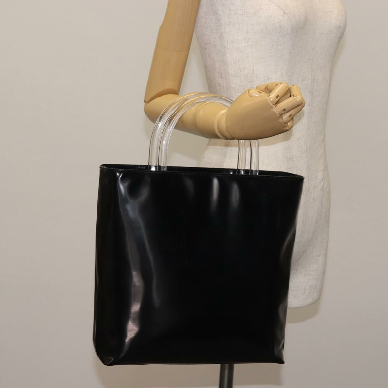 【日本直送】PRADA 手提包 皮革塑膠 黑色 銀色 正品 BA5672-23