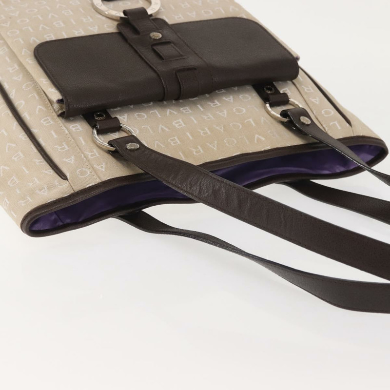 【日本直送】寶格麗 Logo Mania 帆布手提包 米色 銀色 正品 BA5834-5