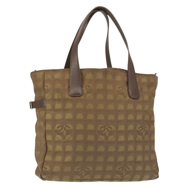 【日本直送】香奈兒新旅遊系列托特包 尼龍 卡其色 CC 標誌 Auth 143817-0