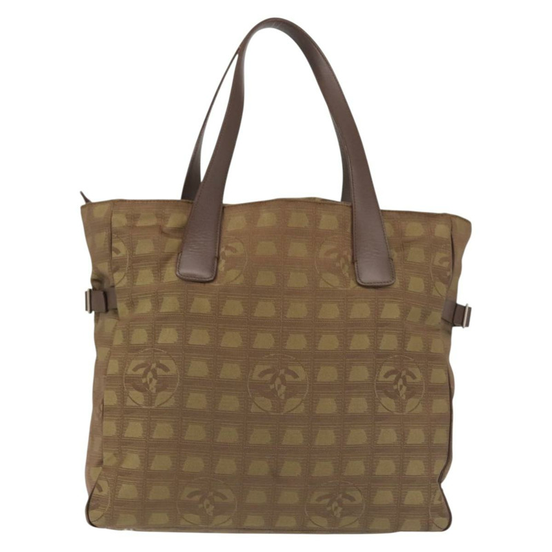 【日本直送】香奈兒新旅遊系列托特包 尼龍 卡其色 CC 標誌 Auth 143817-1