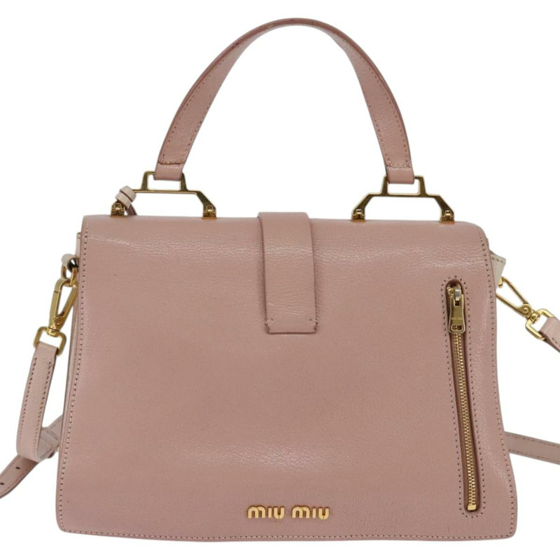 【日本直送】Miu Miu 手提包 皮革 兩用 粉金配色 正品 143829-1