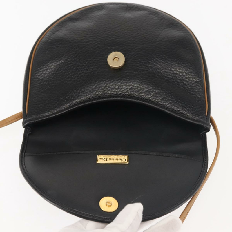 【日本直送】Christian Dior 黑色金色皮革肩背包 正品 BA6146-9