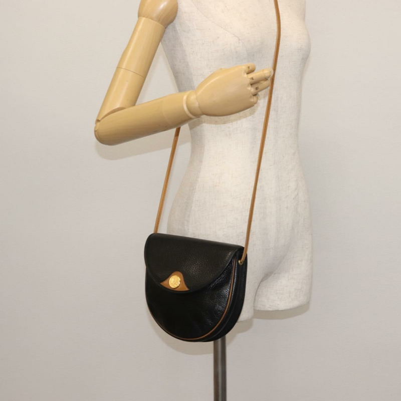 【日本直送】Christian Dior 黑色金色皮革肩背包 正品 BA6146-19
