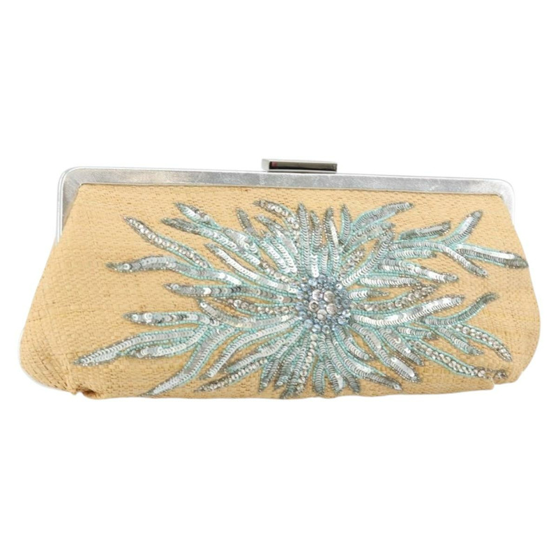 【日本直送】蒂芬妮 (TIFFANY&Co.) 草編手拿包 米色 銀色 正品 BA6190-0