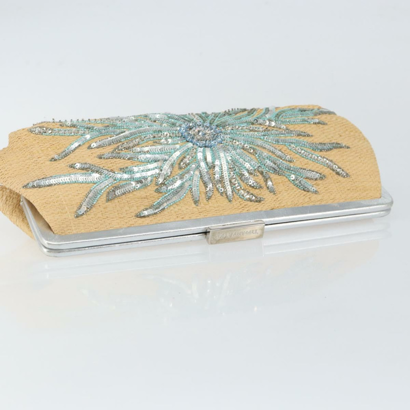 【日本直送】蒂芬妮 (TIFFANY&Co.) 草編手拿包 米色 銀色 正品 BA6190-4