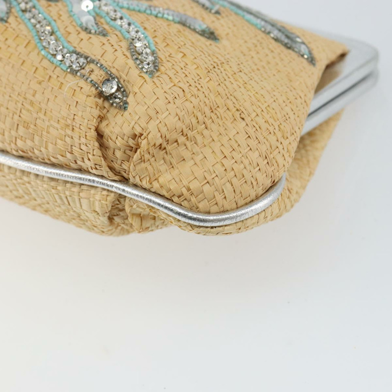 【日本直送】蒂芬妮 (TIFFANY&Co.) 草編手拿包 米色 銀色 正品 BA6190-6