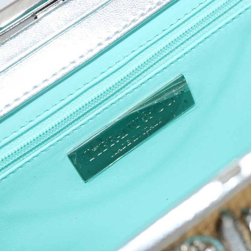 【日本直送】蒂芬妮 (TIFFANY&Co.) 草編手拿包 米色 銀色 正品 BA6190-8