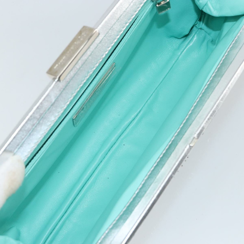 【日本直送】蒂芬妮 (TIFFANY&Co.) 草編手拿包 米色 銀色 正品 BA6190-9