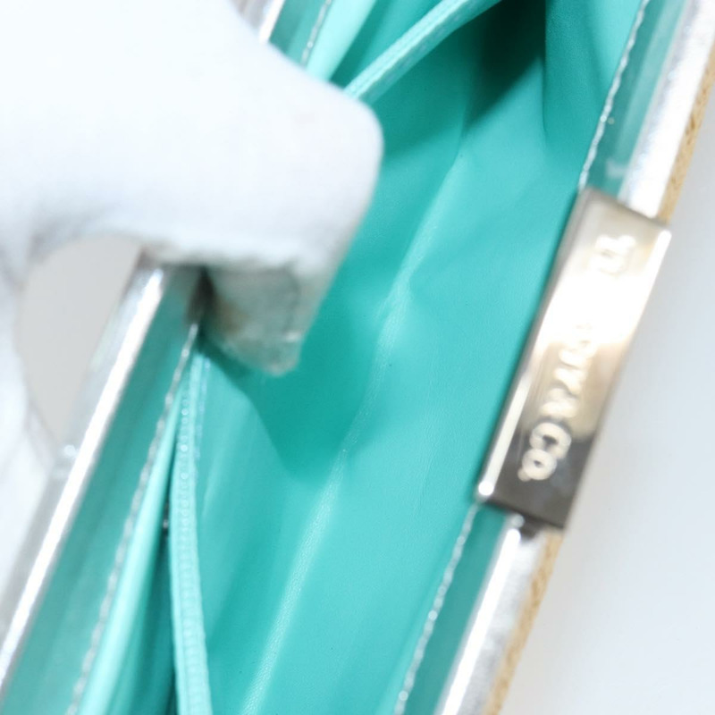 【日本直送】蒂芬妮 (TIFFANY&Co.) 草編手拿包 米色 銀色 正品 BA6190-11